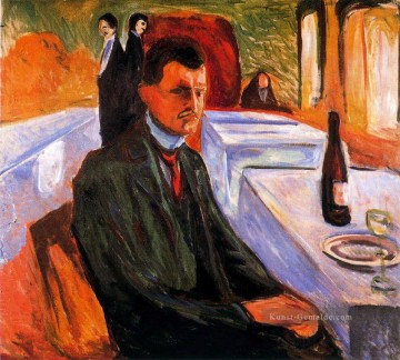  edvard - Selbstporträt mit Flasche Wein 1906 Edvard Munch Expressionismus